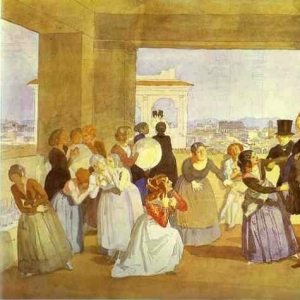 Октябрьский праздник в Риме. Сцена в лоджии (приглашение к танцу). 1842