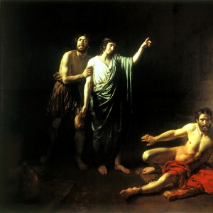 Иосиф, толкующий сны заключённым с ним в темнице виночерпию и хлебодару. 