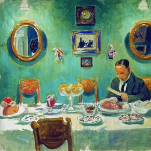Портрет М.В.Добужинского за столом