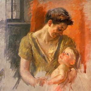 Кассат Мэри - Мать и дитя, улыбающиеся друг другу