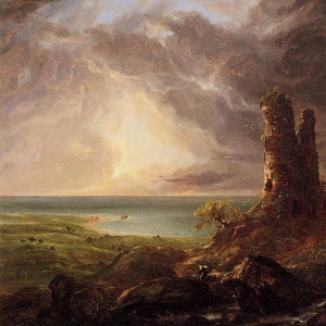 Томас Коул - Романтический пейзаж с останками башни