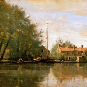 Жан Батист Камиль Коро - Пейзаж с рекой в Голландии