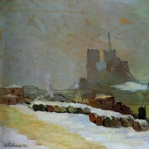 Альберт Лебург - Вид зимой на Нотр Дам де Пари, 1894