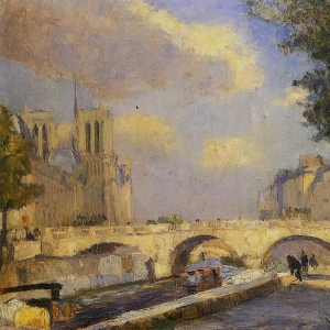 Альберт Лебург - Сена, Париж и мост к Нотр Дам, 1902