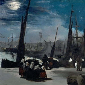 Мане Эдуард - Лунная ночь в Булонском порту