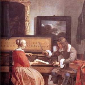 Метсю Габриель - Мужчина и женщина, сидящие у вёрджинела