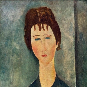 Амедео Модильяни - Молодая женщина с темно-русыми волосами, 1918