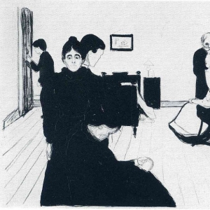 Эдвард Мунк - Комната умирающей, литография, 1896