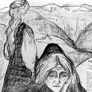 Эдвард Мунк - Сольвейг и мамть Аазе, 1896, литография