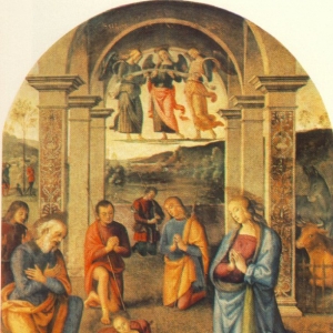 Пьетро Перуджино - Поклонение Младенцу, 1498