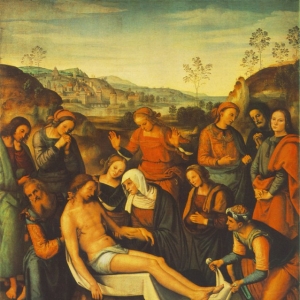 Пьетро Перуджино - Оплакивание мертвого Христа (Снятие с креста), 1495