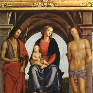 Пьетро Перуджино - Мадонна между Св. Иоанном Крестителем и Св. Себастьяном, 1493
