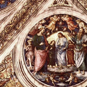 Пьетро Перуджино - Христос между Крестителем и Сатаной, принявшим облик старца, 1507-08