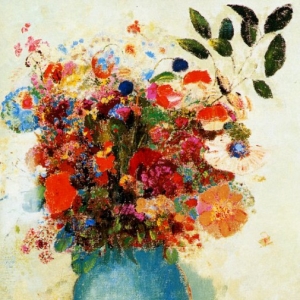 Одилон Редон - Цветы в вазе бирюзового цвета