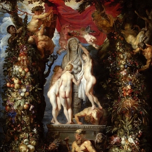 Рубенс Питер Пауль - Три грации украшают статую природы