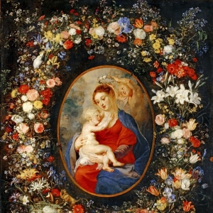 Рубенс Питер Пауль - Мадонна с Младенцем в цветочной гирлянде (цветы - Ян I Брейгель)