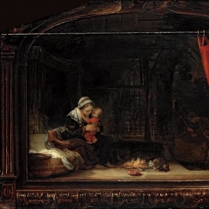 Рембрандт Харменс ван Рейн - Святое Семейство с занавесом