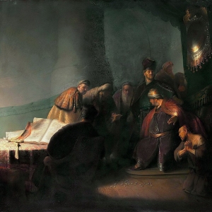 Рембрандт Харменс ван Рейн - Раскаявшийся Иуда возвращает сребреники