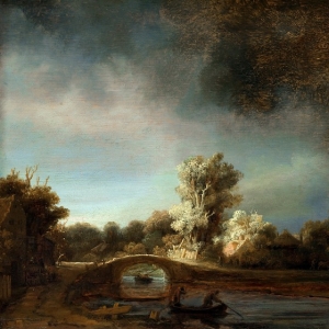 Рембрандт Харменс ван Рейн - Пейзаж с каменным мостом