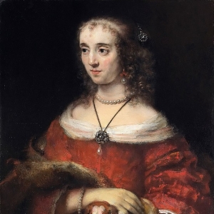 Рембрандт Харменс ван Рейн - Портрет женщины с собачкой