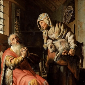 Рембрандт Харменс ван Рейн - Товия и Анна с козой