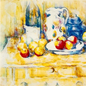 Поль Сезанн - Натюрморт с яблоками, бутылкой и кувшином молока