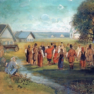Саврасов Алексей Кондратьевич - Хоровод в селе. 1873-1874