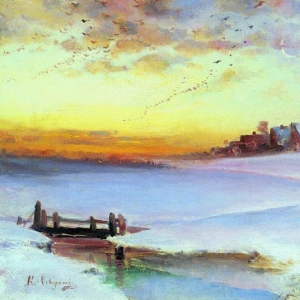 Саврасов Алексей Кондратьевич - Зимний пейзаж (Оттепель). 1890-е