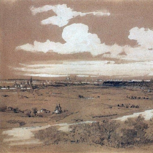 Саврасов Алексей Кондратьевич - Вид Москвы с Воробьевых гор. 1850-е