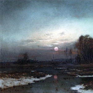 Саврасов Алексей Кондратьевич - Осенний пейзаж с заболоченной рекой при луне. 1871