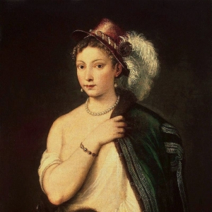 Портрет молодой женщины в шляпе с пером