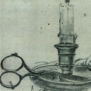 Натюрморт со свечой и щипцами. 1830-е