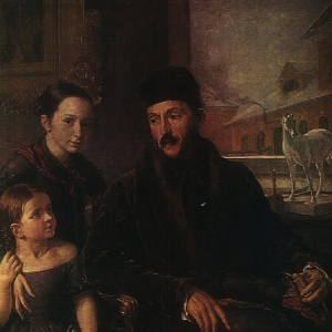 Портрет Д. П. Воейкова с дочерью и англичанкой мисс Сорок. 1842