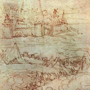 Пейзаж с военным лагерем под Смоленском. Эскиз фона к портрету Багратиона. 1816