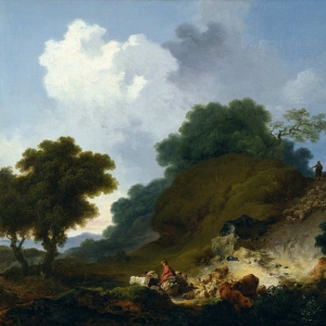Пейзаж с пастухами и отарой овец