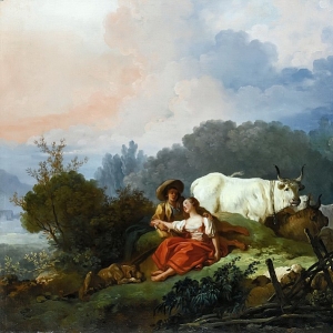 Пасторальный пейзаж с пастухом и пастушкой