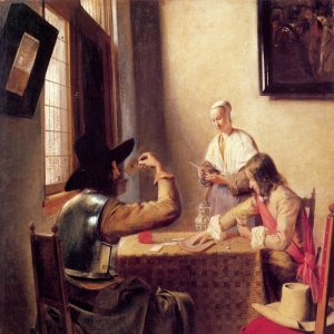 Питер де Хох - Солдаты, играющие в карты (1657-1658).