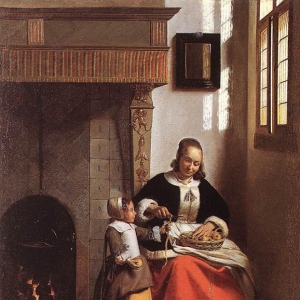 Питер де Хох - Женщина, снимающая кожицу с яблок