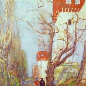 У Новодевичьего монастыря весной