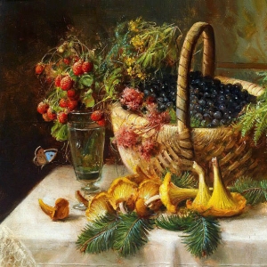 Натюрморт с ягодами и грибами