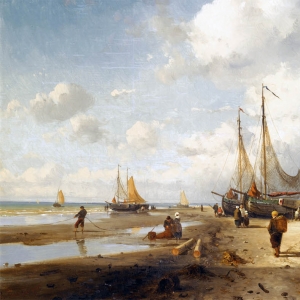 Лейкерт Шарль. Прибрежная сцена с рыбаками (1855)
