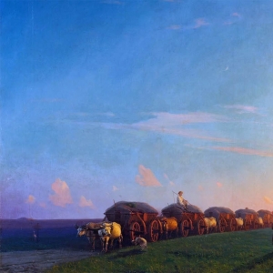 Айвазовский Иван. Широкий пейзаж с поселенцами (1856)