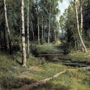 Шишкин Иван. Ручей в березовом лесу (1883)