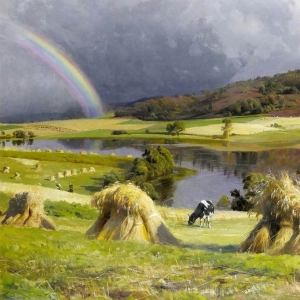 Мёнстед Петер. Сенокос на фоне радуги (1924)