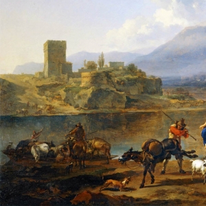 Берхем Николас Питерс. Пейзаж с пастухами и стадом (1650-75)