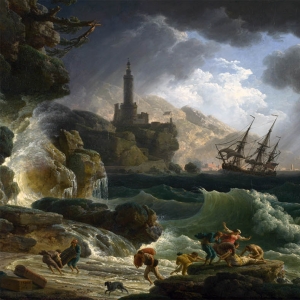 Верне Клод Жозеф. Тонущий в бурном море корабль (1773)