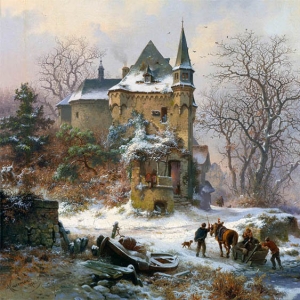 Круземан Фредерик. Конькобежцы возле замка в зимний день (1880)
